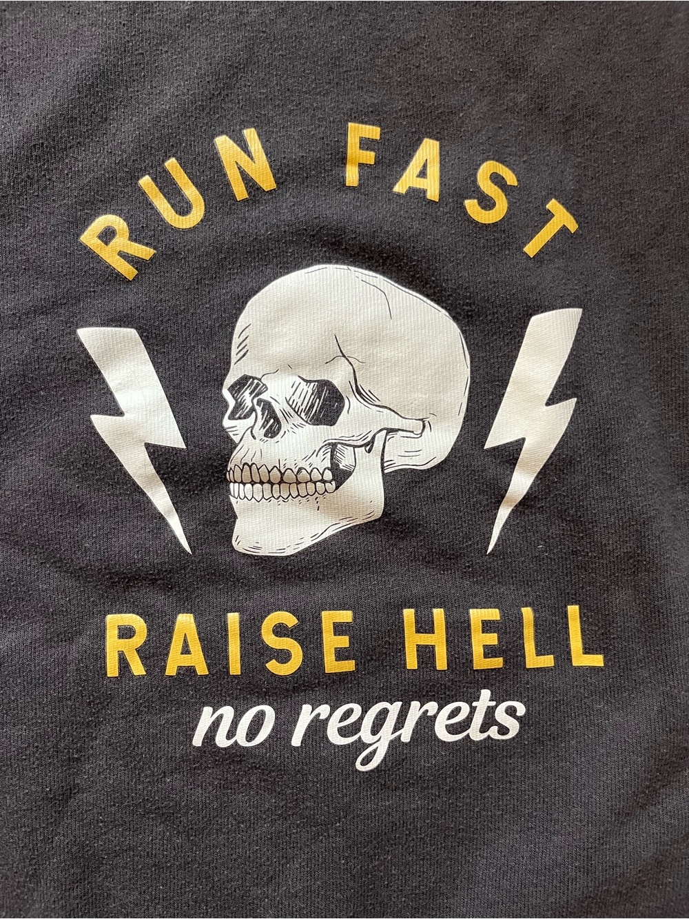 Run Fast Raise Hell Skull Graphic Tee - Black & Yellow